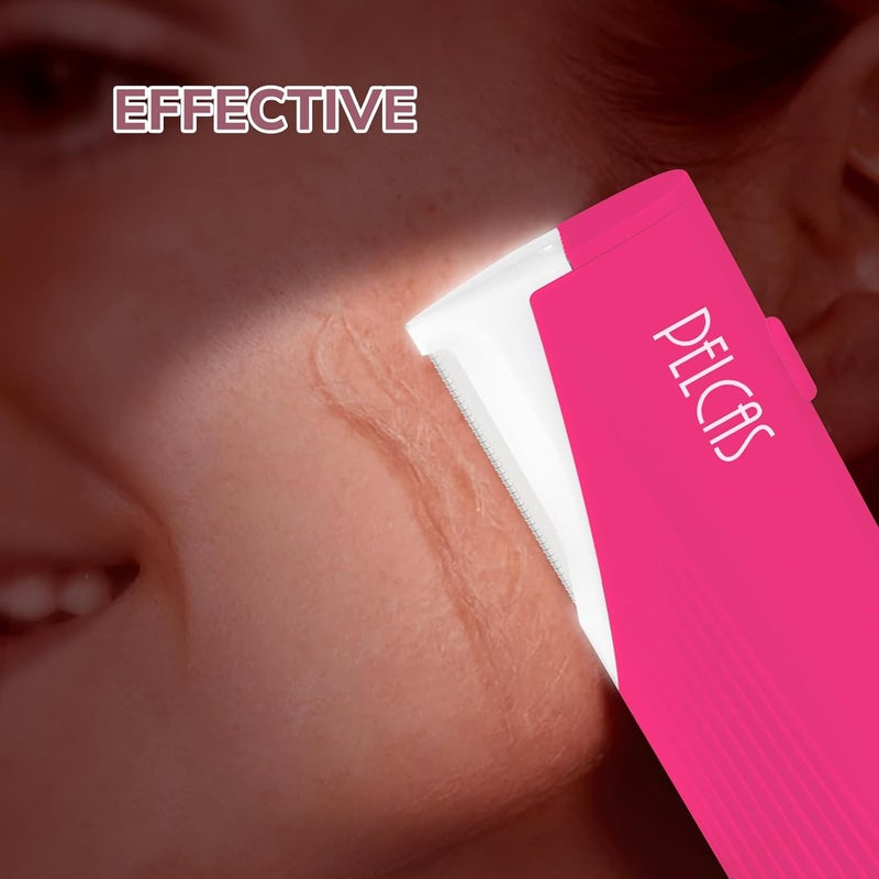 PELCAS Electric Dermaplaning Tool for Face with LED Light, Mini Dermaplaning Razor Kit for Women with 6 Replace Blades 3 Speeds Facial Peach Fuzz Exfoliation & Hair Removal At Home BV18-712 Rose Pink - Image 2